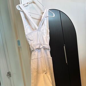 7 For All Mankind White Wide Leg Jumpsuit with Belt